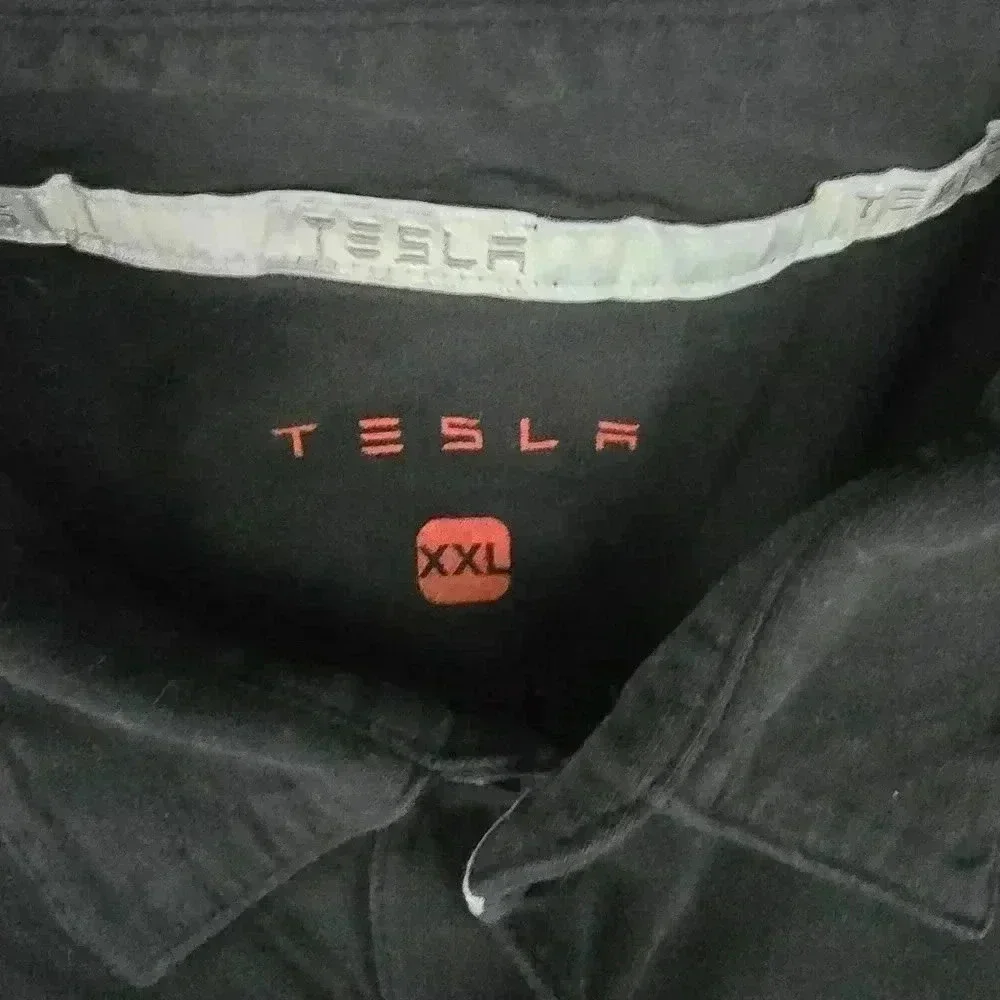 Tesla Men’s Black Polo Shirt Polyester Short Sleeve Sz 2XL - Picture 4 of 8